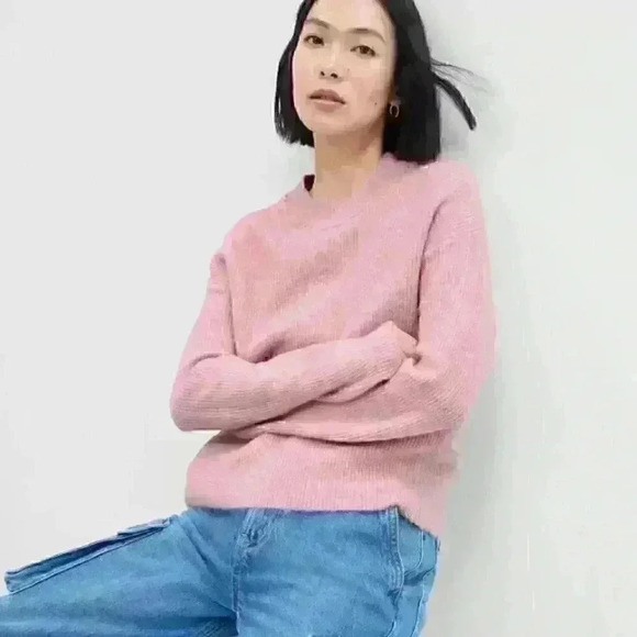 😍 NWT 😍 Forever Cozy Relaxed Ribbed Crewneck Sweater, Pink XL - Picture 1 of 6